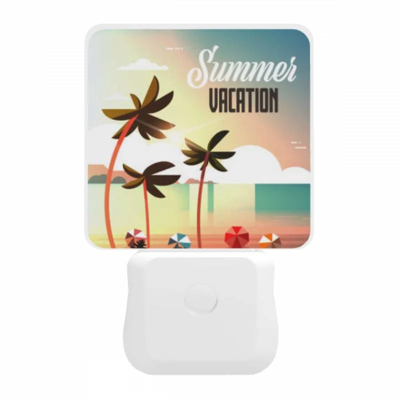 Night Light, A colorful beach scene with palm trees and a sunny sky. Night Light, A Colorful Beach Scene With Palm Trees And A Sunny Sky. -Pattern Night Light b955b36aceb77b7c5f0fdf88af2d9048c1c69c86