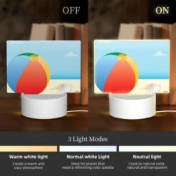 Rectangular Acrylic Night Light, A Colorful Beach Ball Is Sitting On A Sandy Beach. 4 Rectangular Acrylic Night Light, A Colorful Beach Ball Is Sitting On A Sandy Beach. -Pattern Night Light b9748d54d6a15de4a358551098e7a3d841e9d680