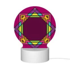 Round Acrylic Night Light, A Colorful Geometric Design On A Pink Background. 11 Round Acrylic Night Light, A Colorful Geometric Design On A Pink Background. -Pattern Night Light b9ae2db993ac9dd057289e4b6c8f39f372f06d1d