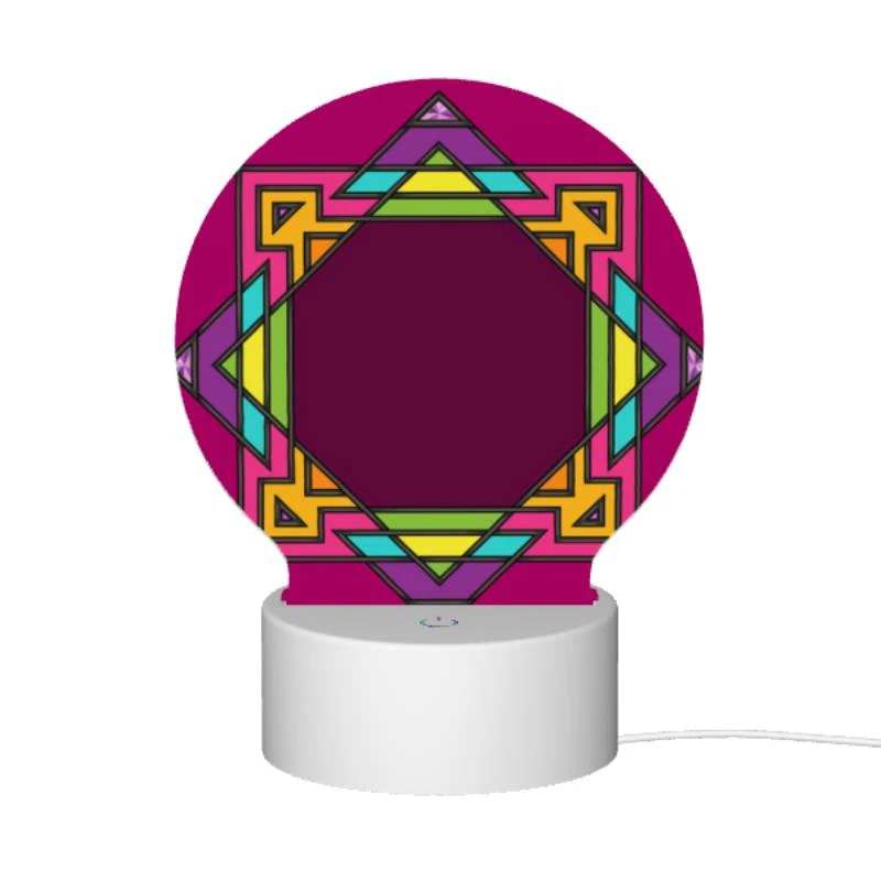 Round Acrylic Night Light, A colorful geometric design on a pink background. Round Acrylic Night Light, A Colorful Geometric Design On A Pink Background. -Pattern Night Light b9ae2db993ac9dd057289e4b6c8f39f372f06d1d