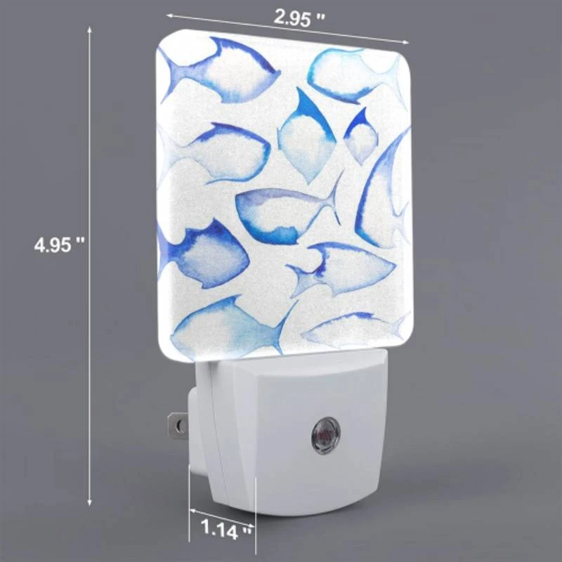 Night Light Set of 2, A collection of blue and white fish. Night Light Set Of 2, A Collection Of Blue And White Fish. -Pattern Night Light b9b235ed061a0696d7375409b2ac3c64c303a744
