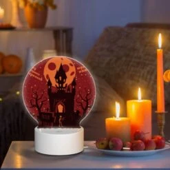 Round Acrylic Night Light, A Poster Advertising A Halloween Party. -Pattern Night Light ba203368275c0b0d4074907ad00018cd19f50456