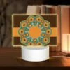 Rectangular Acrylic Night Light, A Colorful Circle With A Yellow Center And Blue And Orange Designs. 2 Rectangular Acrylic Night Light, A Colorful Circle With A Yellow Center And Blue And Orange Designs. -Pattern Night Light ba2724c5cf92ed6e6d86074ce62a39fb1d7543cd