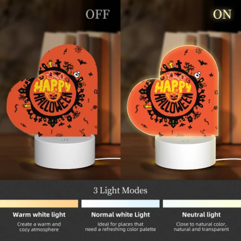 Love Acrylic Night Light, A round orange sign with a happy halloween message. Love Acrylic Night Light, A Round Orange Sign With A Happy Halloween Message. -Pattern Night Light baacb637a917dd39c25caa5ef83e224f439c7ba7