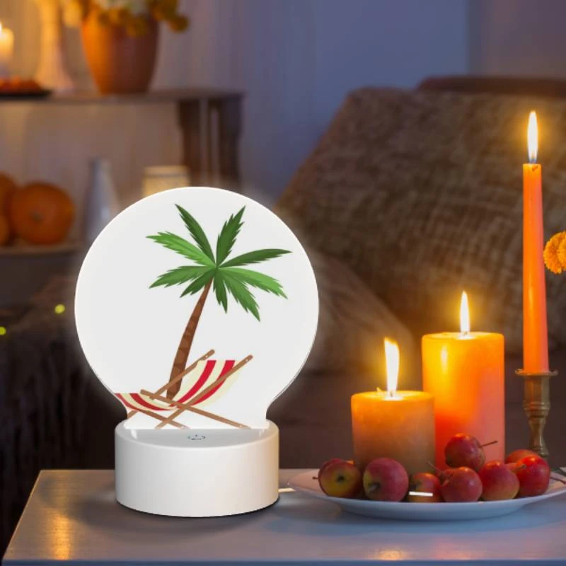 Round Acrylic Night Light, A palm tree is shown in a red and white striped chair. Round Acrylic Night Light, A Palm Tree Is Shown In A Red And White Striped Chair. -Pattern Night Light baf0328a1a423f58848f91b1af7e0f00bdfab2cd