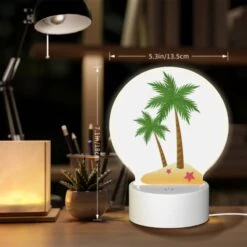 Round Acrylic Night Light, A Green Palm Tree On A Sandy Beach. 7 Round Acrylic Night Light, A Green Palm Tree On A Sandy Beach. -Pattern Night Light bafc0913bcbe2a40f6a52307c182759873e1d014