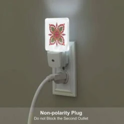 Night Light Set Of 2, A Colorful Flower With Green Leaves And Red Accents. 6 Night Light Set Of 2, A Colorful Flower With Green Leaves And Red Accents. -Pattern Night Light bb17de2cc049a413a7352df52fcfbfd39ba701b2