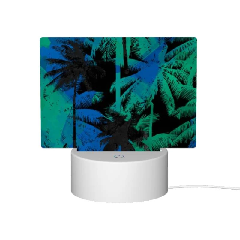 Rectangular Acrylic Night Light, A blue and green painting of palm trees. Rectangular Acrylic Night Light, A Blue And Green Painting Of Palm Trees. -Pattern Night Light bc1d57df839337ae9472655430f0384c369db263