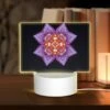 Rectangular Acrylic Night Light, A Purple And Orange Flower With A Yellow Center.
