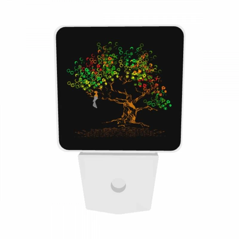 Night Light Set of 2, A woman is sitting in a tree with a colorful background. Night Light Set Of 2, A Woman Is Sitting In A Tree With A Colorful Background. -Pattern Night Light bc824e4408499ae7468df0f1fdee7f251468a7da