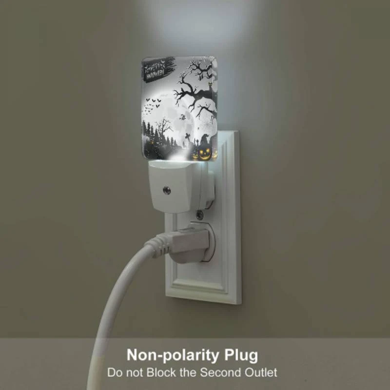 Night Light Set of 2, A Halloween scene with a full moon Night Light Set Of 2, A Halloween Scene With A Full Moon -Pattern Night Light bcc2a056e4ac95763a648c2dde7644723ba4e4cf