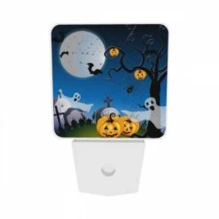 Night Light Set Of 2, A Tree With A Spider Web And Pumpkins Hanging From It. 8 Night Light Set Of 2, A Tree With A Spider Web And Pumpkins Hanging From It. -Pattern Night Light bd26cbfe0c0f540350d6d2dc1c2581691bc4732c