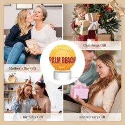 Round Acrylic Night Light, A Sunny Beach Scene With A Yellow Background And A Sun In The Top Left Corner. 9 Round Acrylic Night Light, A Sunny Beach Scene With A Yellow Background And A Sun In The Top Left Corner. -Pattern Night Light bde368aaa3f6653bb9ecd4d2a1c2d6ad0736d106