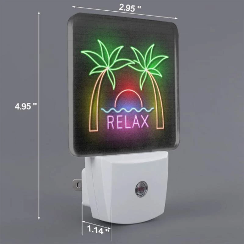 Night Light, A neon sign with palm trees and the word "Relax" on it. Night Light, A Neon Sign With Palm Trees And The Word "Relax" On It. -Pattern Night Light be1bfa0c039cc375d2f64855d406adc03be3350b