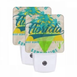 Night Light Set Of 2, A Poster Advertising Florida As The Best Beach.