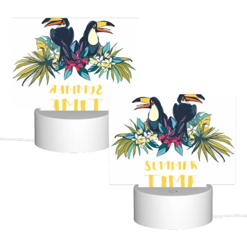 Rectangular Acrylic Night Light, A colorful cartoon of two birds sitting on a branch with a yellow and blue background. Rectangular Acrylic Night Light, A Colorful Cartoon Of Two Birds Sitting On A Branch With A Yellow And Blue Background. -Pattern Night Light bf01be42148b73621b23690246accb1619b2295b