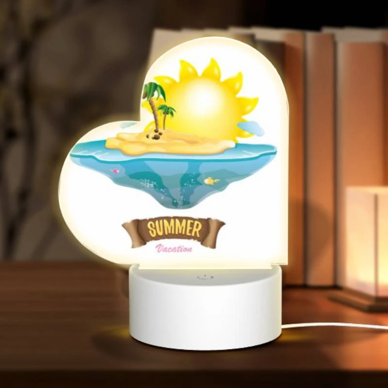 Love Acrylic Night Light, A cartoon of a tropical island with a sun and palm trees. Love Acrylic Night Light, A Cartoon Of A Tropical Island With A Sun And Palm Trees. -Pattern Night Light bf458c3bfea1fb1381586c92f688b75a09560605