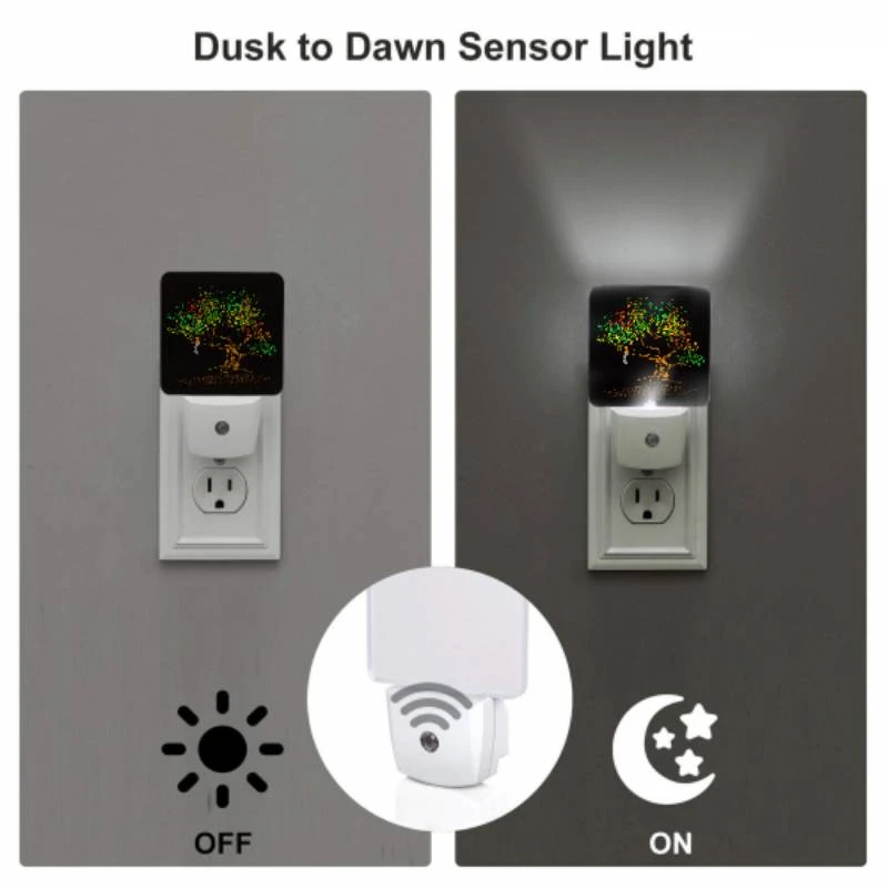 Night Light Set of 2, A woman is sitting in a tree with a colorful background. Night Light Set Of 2, A Woman Is Sitting In A Tree With A Colorful Background. -Pattern Night Light bf89a8f0fab1d1e67d00dcddf9e03c73a66ed649