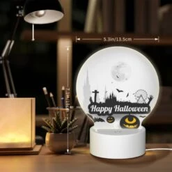 Round Acrylic Night Light, A Poster With A Halloween Theme Featuring A Carousel -Pattern Night Light c03efc9e4d3bab255f5a0f696e1d73615dc72a17