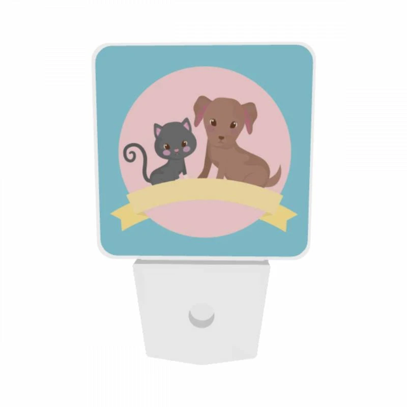 Night Light Set of 2, A black cat and a brown dog are sitting next to each other. Night Light Set Of 2, A Black Cat And A Brown Dog Are Sitting Next To Each Other. -Pattern Night Light c04c691c011eb0cf873fa8f0655dbe6b7a5165e1