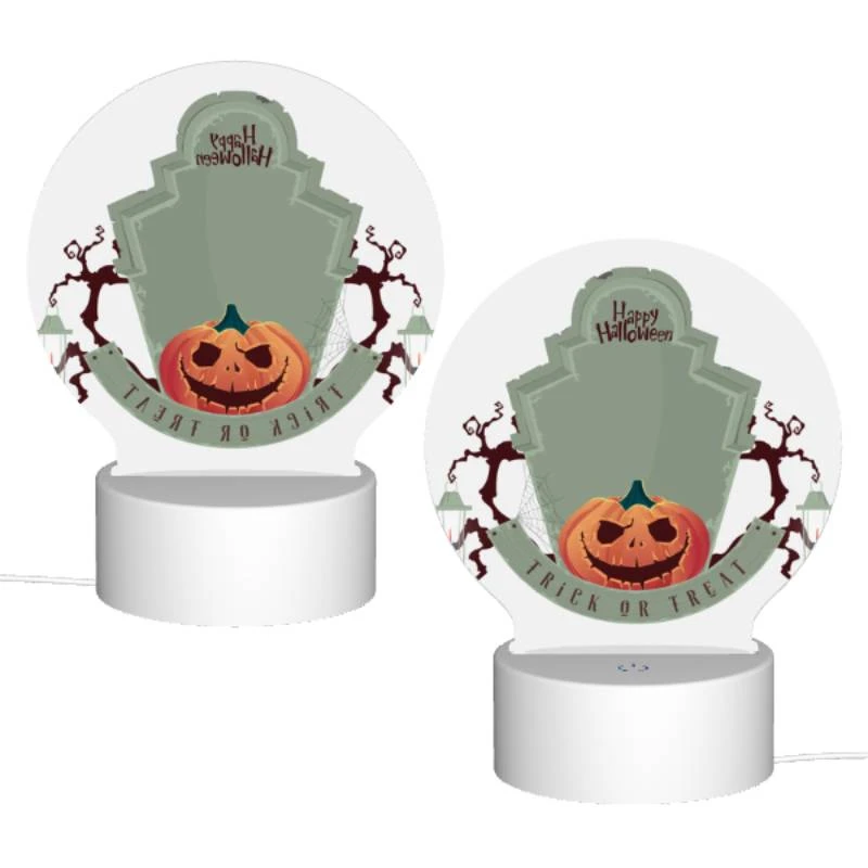 Round Acrylic Night Light, A Halloween themed sign with a pumpkin on it. Round Acrylic Night Light, A Halloween Themed Sign With A Pumpkin On It. -Pattern Night Light c07f0dbb694b16540b89964c298de80d4cbaa18e