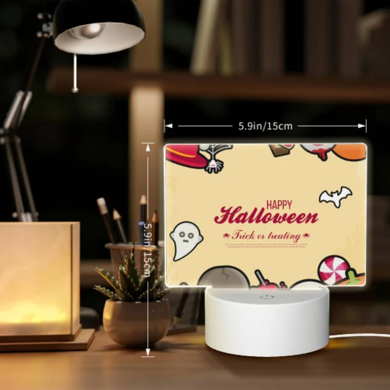 Rectangular Acrylic Night Light, A colorful Halloween poster with various Halloween items. Rectangular Acrylic Night Light, A Colorful Halloween Poster With Various Halloween Items. -Pattern Night Light c0ab31f8d31965606255282da334ebd6f0550f3b