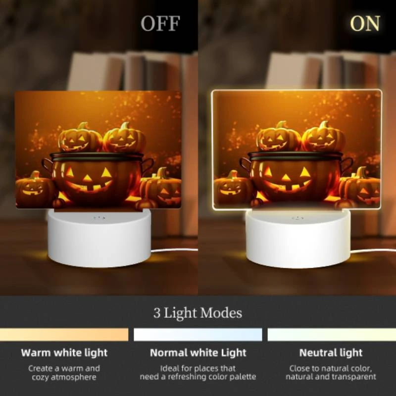 Rectangular Acrylic Night Light, A group of pumpkins are sitting in a pot. Rectangular Acrylic Night Light, A Group Of Pumpkins Are Sitting In A Pot. -Pattern Night Light c15a04f186eeead448b9af5bfd2210f259181b37