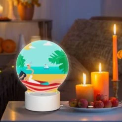 Round Acrylic Night Light, A Man Is Sitting On A Beach Chair 8 Round Acrylic Night Light, A Man Is Sitting On A Beach Chair -Pattern Night Light c16247bd59a34573ea8f841e3bc5600b77485d05