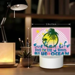 Rectangular Acrylic Night Light, A Pink And Blue Surfing Poster With A Big Wave. 7 Rectangular Acrylic Night Light, A Pink And Blue Surfing Poster With A Big Wave. -Pattern Night Light c1696d48217a31efc519e3c93f2db592a0161807