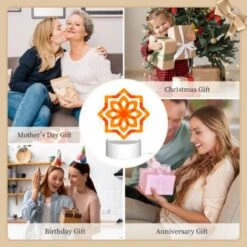 Round Acrylic Night Light, A Colorful Orange Flower With A Yellow Center. 9 Round Acrylic Night Light, A Colorful Orange Flower With A Yellow Center. -Pattern Night Light c1b9a78f4c92fa06b00fc258ba3e19b3e27bcc16