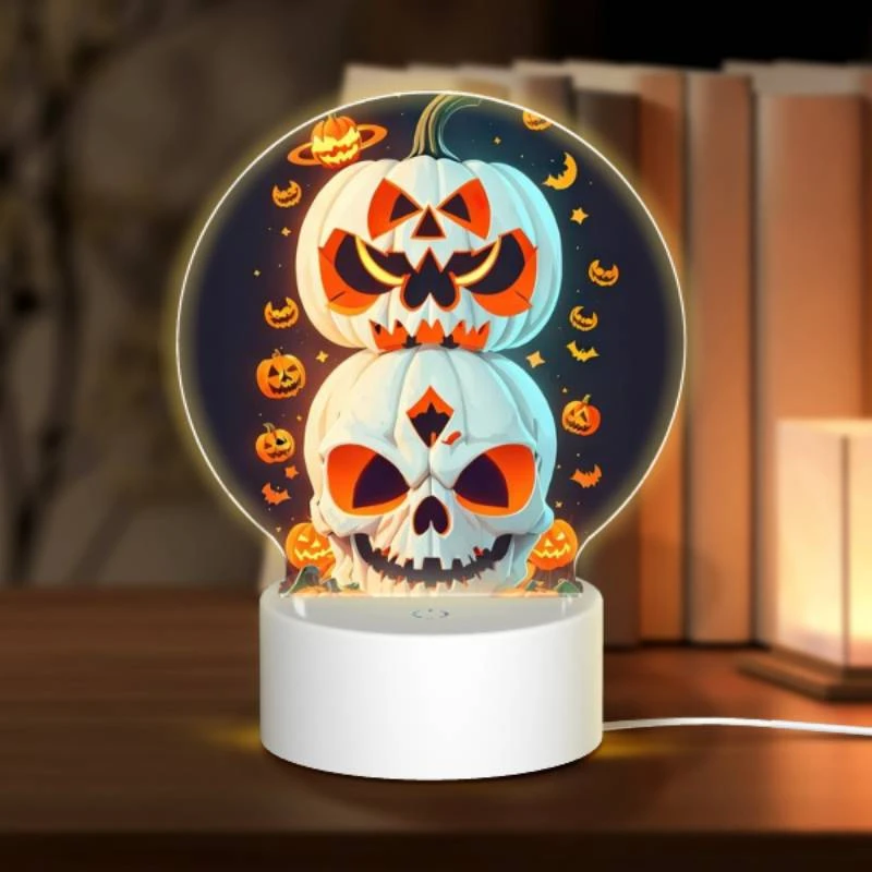 Round Acrylic Night Light, Three pumpkins are stacked on top of each other Round Acrylic Night Light, Three Pumpkins Are Stacked On Top Of Each Other -Pattern Night Light c1db9e54355eace716350677082ff1369dc3c7ab