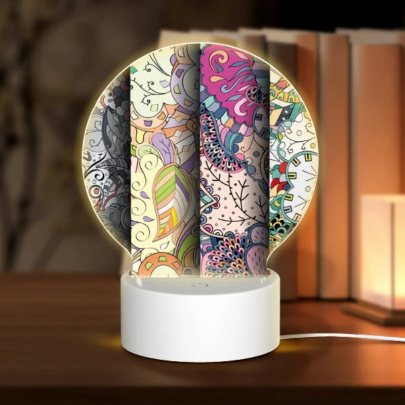 Round Acrylic Night Light, Four different colored designs of flowers. Round Acrylic Night Light, Four Different Colored Designs Of Flowers. -Pattern Night Light c1f3e3675f098b17bf0e1d78a67096df89a7d2e2