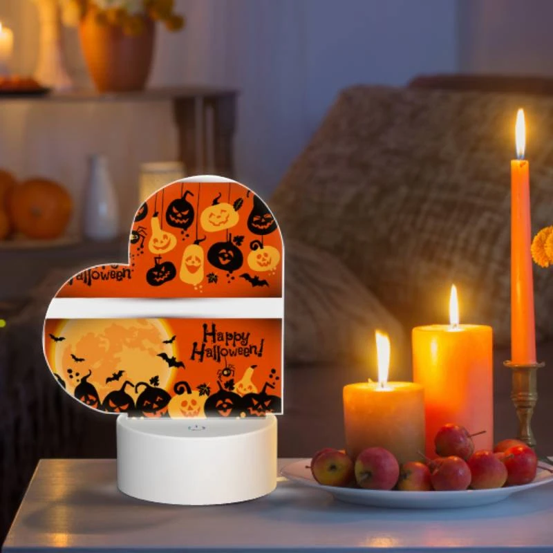 Love Acrylic Night Light, A Halloween card with a spider web and pumpkins. Love Acrylic Night Light, A Halloween Card With A Spider Web And Pumpkins. -Pattern Night Light c2ae6e87923409e151776c0ec70f37c85799b943