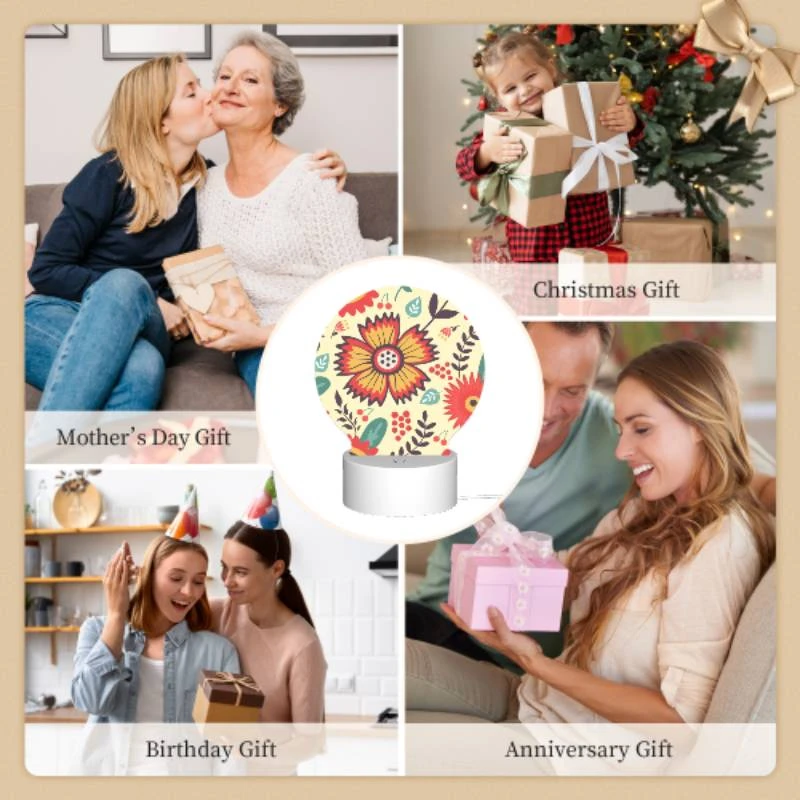 Round Acrylic Night Light, A colorful flower with a dial in the center. Round Acrylic Night Light, A Colorful Flower With A Dial In The Center. -Pattern Night Light c31eb64a0a3ad33006de75075d23c1c40ddbdc32