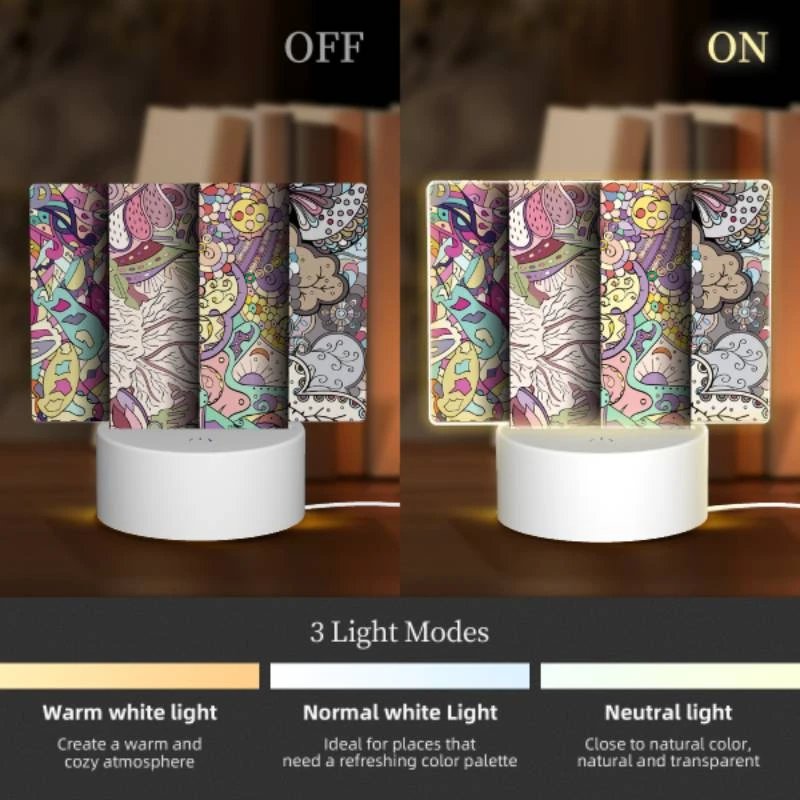 Rectangular Acrylic Night Light, Three colorful and artistic designs are displayed side by side. Rectangular Acrylic Night Light, Three Colorful And Artistic Designs Are Displayed Side By Side. -Pattern Night Light c34b5e41225124d81bffc0f2c188c226ef001c6f