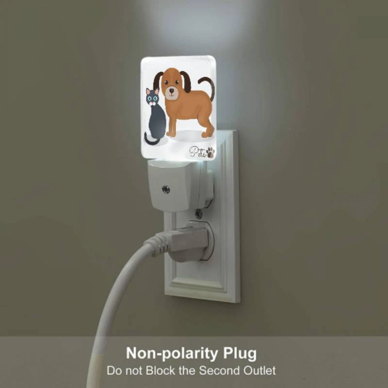 Night Light Set of 2, A black cat and a brown dog are standing next to each other. Night Light Set Of 2, A Black Cat And A Brown Dog Are Standing Next To Each Other. -Pattern Night Light c361e975a6f188719f9551806d05f781dbd7676d