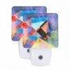 Night Light Set Of 2, A Colorful Painting Of A Triangle With A Person In The Center.