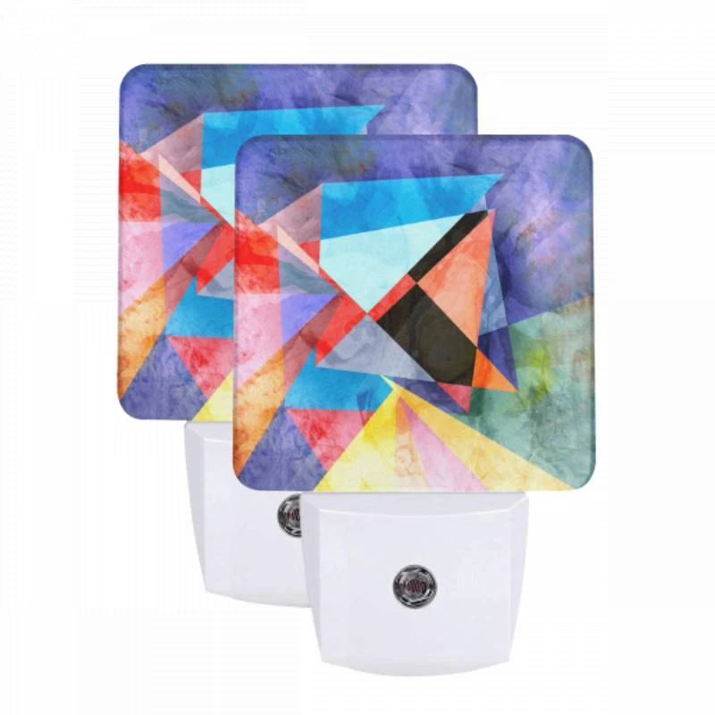 Night Light Set of 2, A colorful painting of a triangle with a person in the center. Night Light Set Of 2, A Colorful Painting Of A Triangle With A Person In The Center. -Pattern Night Light c3d5348947a7bb86e056cf60824f13dc5d98ff23