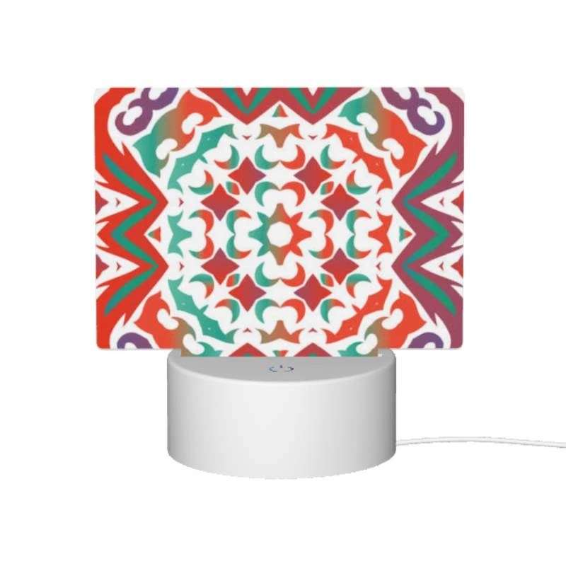 Rectangular Acrylic Night Light, A colorful and intricate design on a red background. Rectangular Acrylic Night Light, A Colorful And Intricate Design On A Red Background. -Pattern Night Light c443019e8f1392dc320a2b4fdb248b6aeeeb9b99