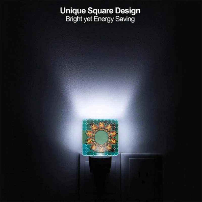 Night Light Set of 2, A colorful sunflower with a green center. Night Light Set Of 2, A Colorful Sunflower With A Green Center. -Pattern Night Light c45d184b843bf0ed33260e62240ad06932dd96ce