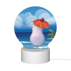 Round Acrylic Night Light, A Cocktail With A Cherry On Top Is Sitting On A Beach. 11 Round Acrylic Night Light, A Cocktail With A Cherry On Top Is Sitting On A Beach. -Pattern Night Light c47414715b00da8a60421bf15a7d1471a17454fb