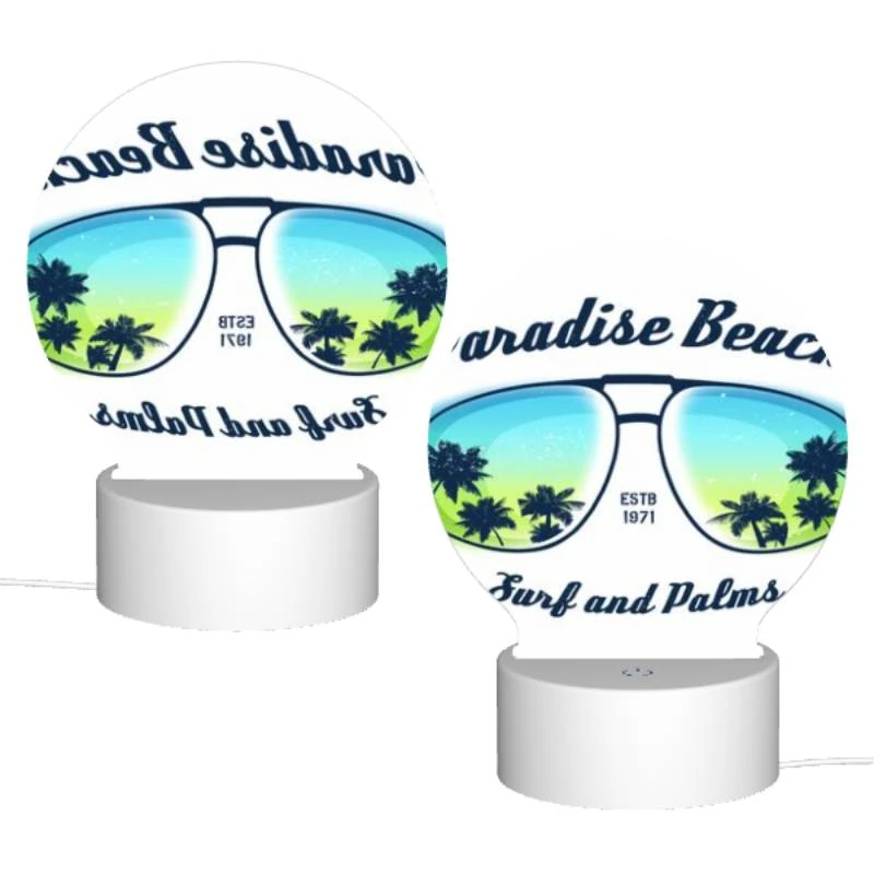 Round Acrylic Night Light, A logo for Paradise Beach Surf and Palms. Round Acrylic Night Light, A Logo For Paradise Beach Surf And Palms. -Pattern Night Light c4d6a89d67113f7ce42f25df4a066f67e428b08a
