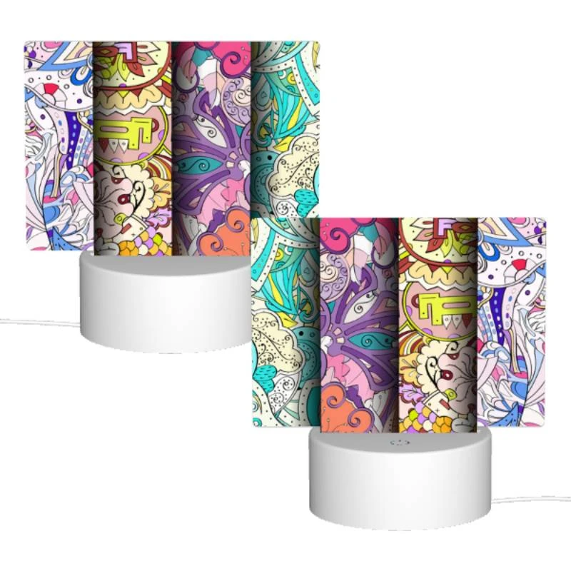 Rectangular Acrylic Night Light, Three colorful paintings are displayed side by side. Rectangular Acrylic Night Light, Three Colorful Paintings Are Displayed Side By Side. -Pattern Night Light c533154ad69fad1d478d1aa68a5e06bbb25df250