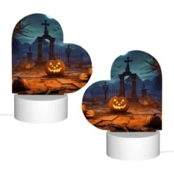 Love Acrylic Night Light, A Cemetery Scene With A Cross And A Moon In The Background. -Pattern Night Light c535f6e626fd5b96627870da2620c1d43efeb0e2