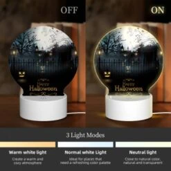 Round Acrylic Night Light, A Fence With A Happy Halloween Sign. 4 Round Acrylic Night Light, A Fence With A Happy Halloween Sign. -Pattern Night Light c68953b17e8455178498a75f322305b5f7c67a4a