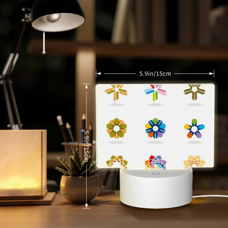 Rectangular Acrylic Night Light, A collection of six different colored flowers. Rectangular Acrylic Night Light, A Collection Of Six Different Colored Flowers. -Pattern Night Light c71bdde9f07546c571336c350b164325cbefeffa