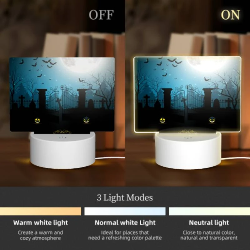 Rectangular Acrylic Night Light, A Halloween scene with a moon Rectangular Acrylic Night Light, A Halloween Scene With A Moon -Pattern Night Light c73a9d14e81598e144b5180affa50bcff0334b4f