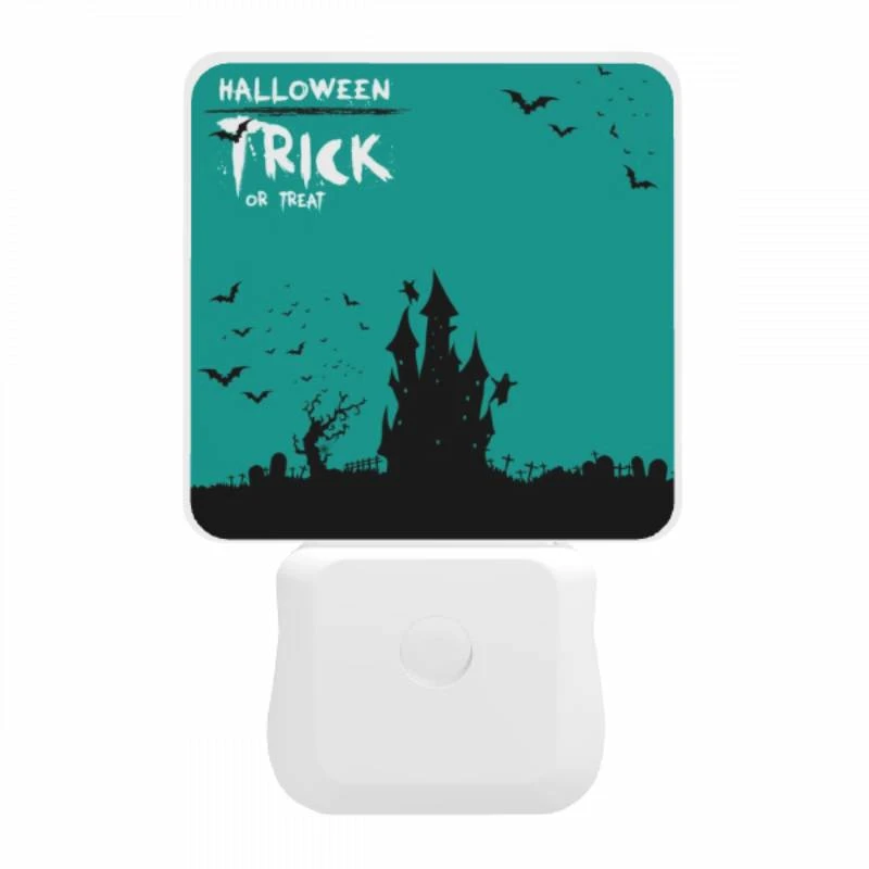 Night Light, A Halloween trick or treat poster with a castle and bats. Night Light, A Halloween Trick Or Treat Poster With A Castle And Bats. -Pattern Night Light c7c9e88f91f898bc7ceb0e742b67699a10eed7c4