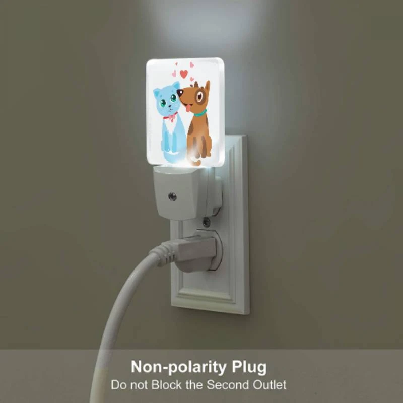 Night Light Set of 2, A blue cat and a brown dog are sitting next to each other. Night Light Set Of 2, A Blue Cat And A Brown Dog Are Sitting Next To Each Other. -Pattern Night Light c813f2a7298742a6031800b35febd79e6be26194