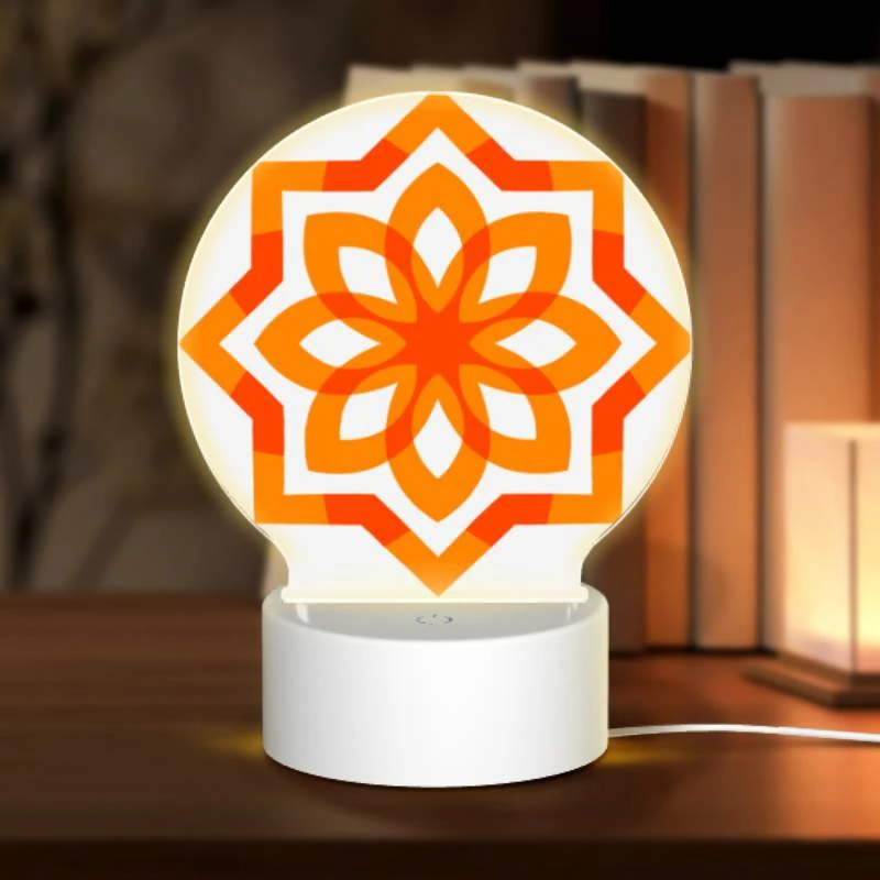 Round Acrylic Night Light, A colorful orange flower with a yellow center. Round Acrylic Night Light, A Colorful Orange Flower With A Yellow Center. -Pattern Night Light c83479152167a0937ff1e66436e532539d05cdbd